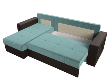 Диван угловой Дубай Лайт, велюр/экокожа, левый угол