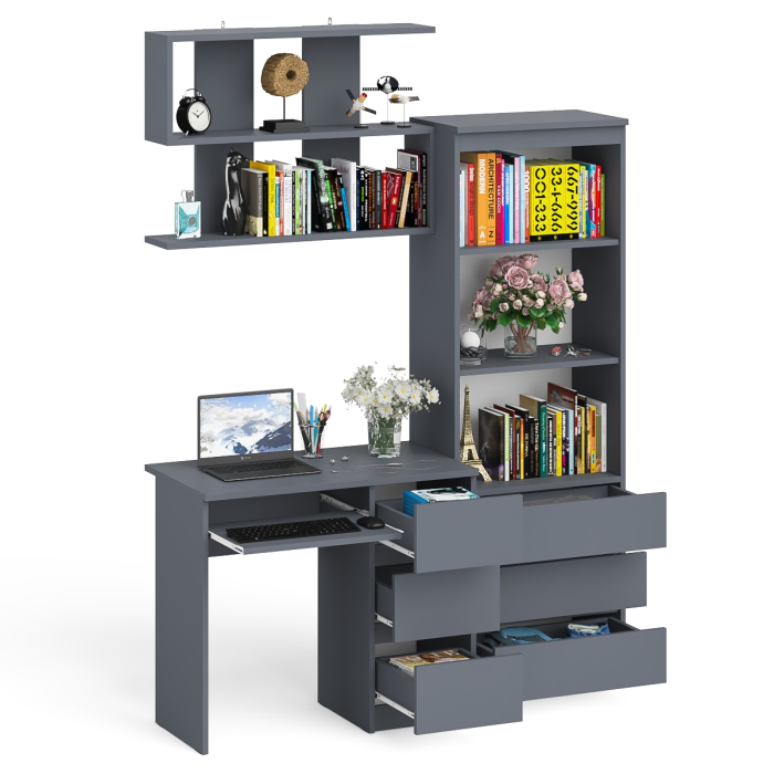 Прямые компьютерные столы, Рабочий стол Мори МС-6 правый с открытой полкой и стеллаж-комод МСТ600.3