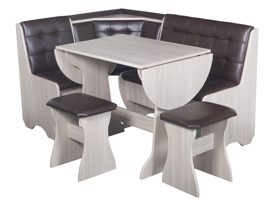 Кухонные уголки, Кухонный уголок Стиль 1Л (со столом СТ-2У) Ясень шимо светлый / экокожа