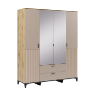 Для одежды, Шкаф 4-х дверный с ящиками и зеркалом Дюна
