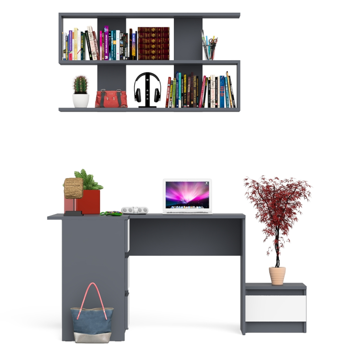 Угловые, Угловой стол компьютерный Мори МС-16 левый с тумбочкой с ящиком 400 и полкой на 1200