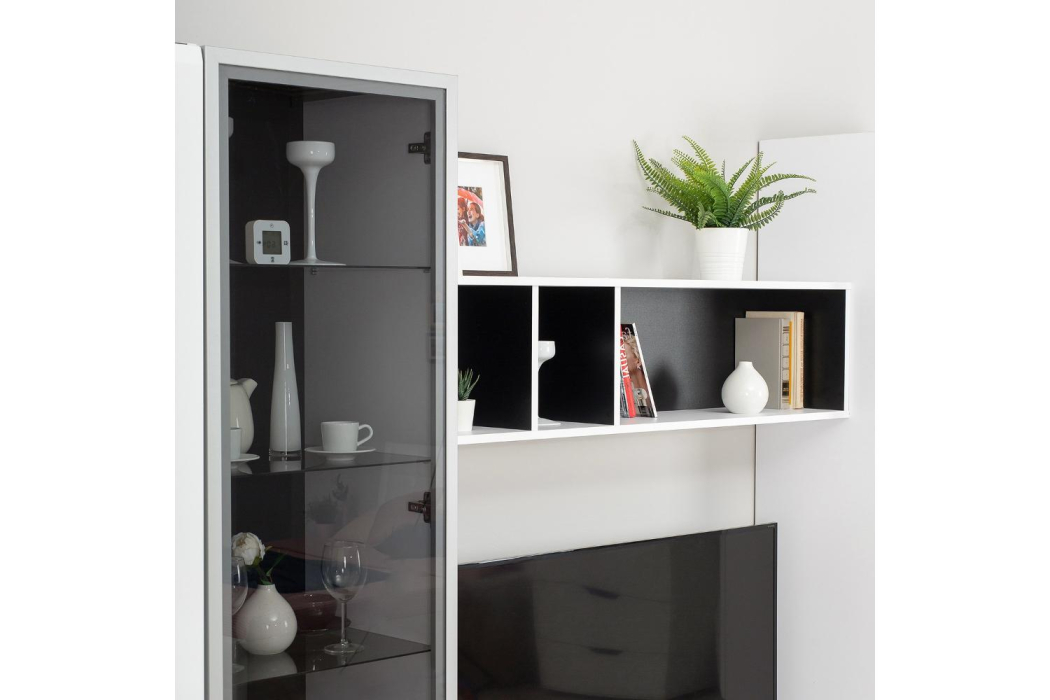 Стеклянные, Шкаф-витрина Сидней 13.201 Белый премиум