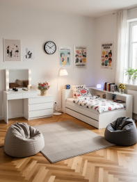 Столик косметический с лампочками 110 и Ксения 900 односпальная кровать с ящиками и прикроватным блоком