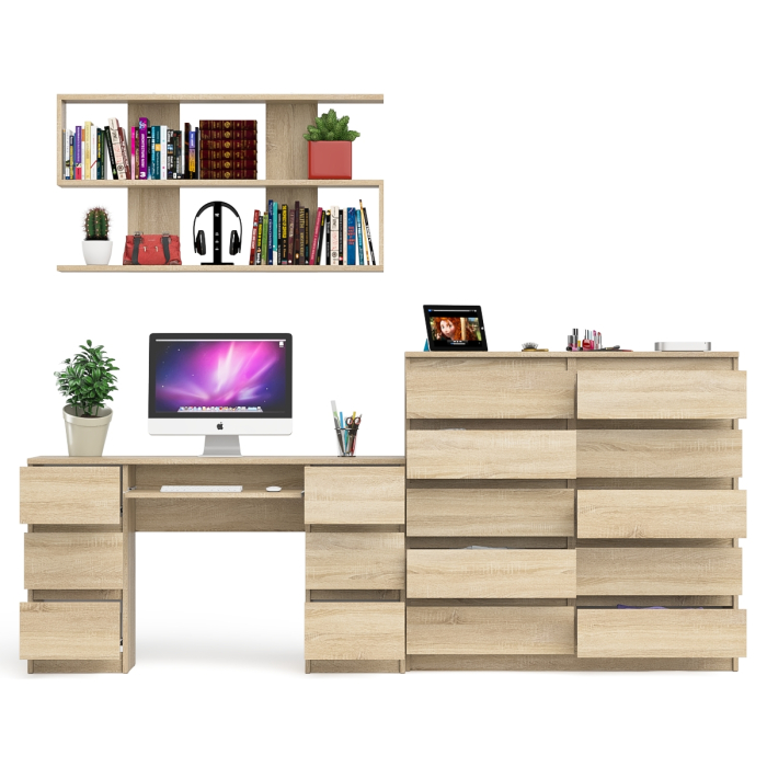 Домашние кабинеты, Комод Мори МК1200.10 со столом компьютерно-письменным и полкой сверху