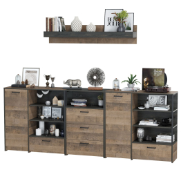 Два комода с дверкой и ящиком с навесной полкой и комодом с тремя ящикамиТрувор