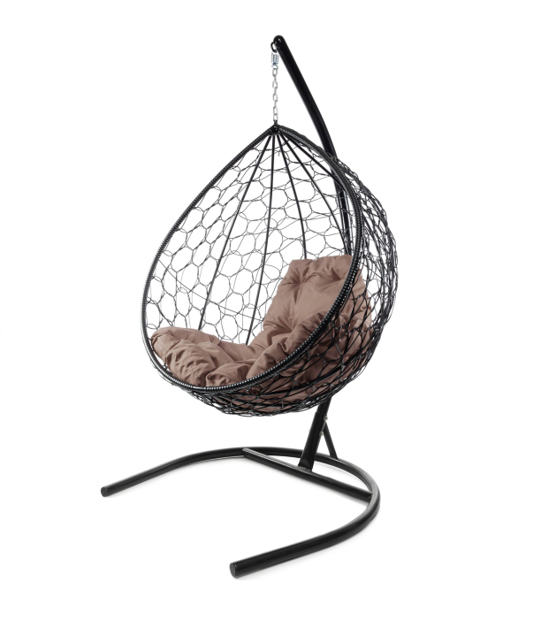 Подвесные кресла, Подвесное кресло КАПЛЯ с ротангом чёрное