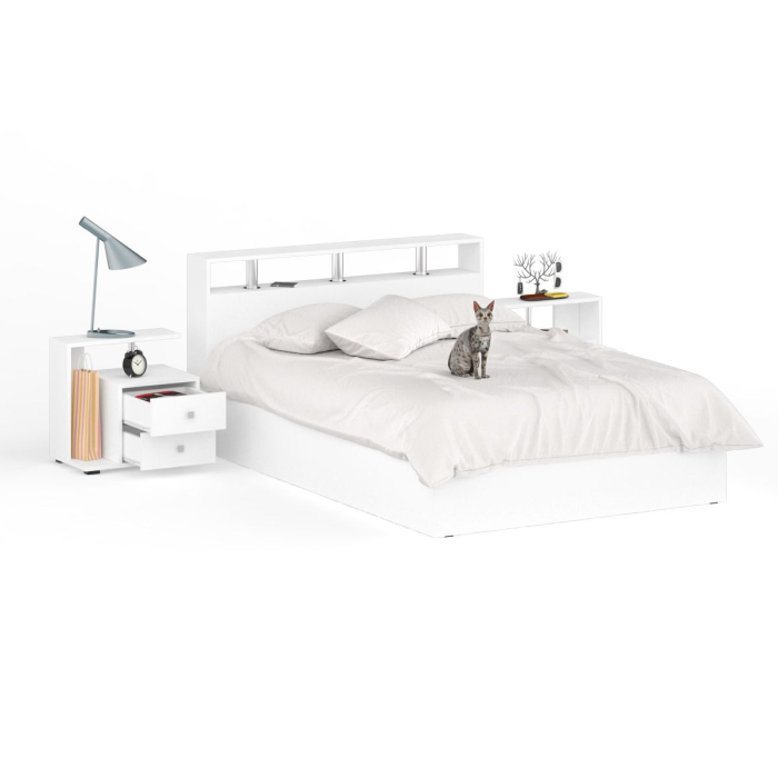 Спальные гарнитуры, Кровать Камелия 1400 с двумя прикроватными тумбами