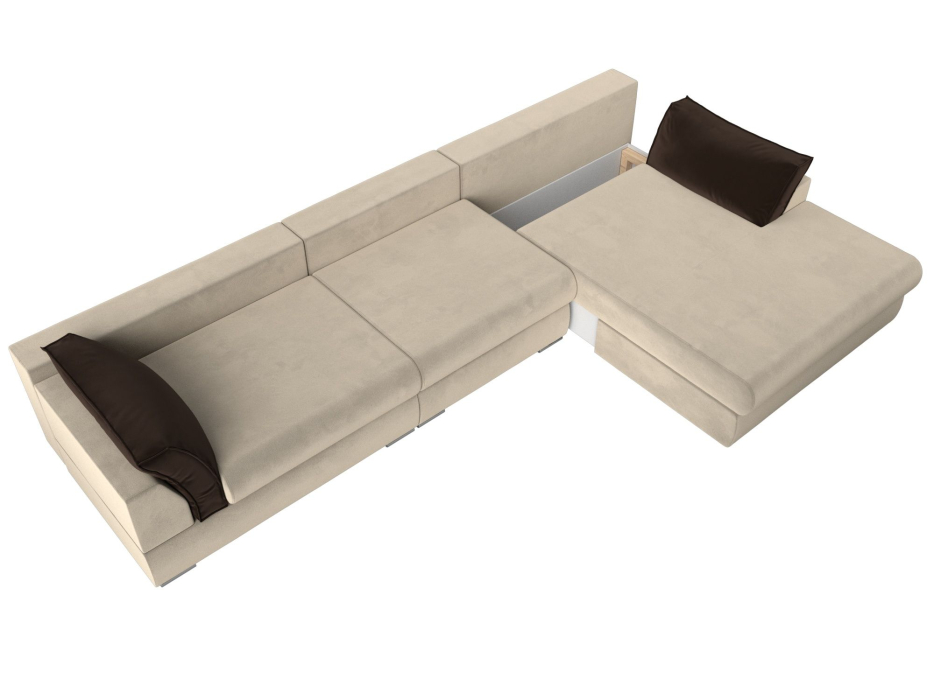 Диваны угловые в гостиную, Угловой диван Пекин Long угол правый, НПБ, микровельвет