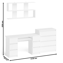 Стол письменный Мори МС-2 с комодом МК800 4 ящика и полкой 1200
