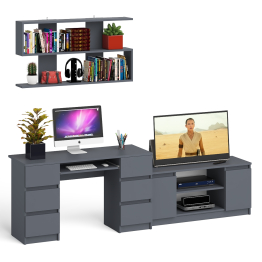 Письменный стол Мори МС-2 с ТВ-тумбой 1200 и навесной полкой 1200