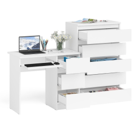 Высокий комод Мори на 700 5 ящиков и компьютерный стол Мори МС-6 тумба справа