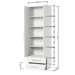 Шкаф с полками и ящиками Мелодия МПЯ-21 80х45