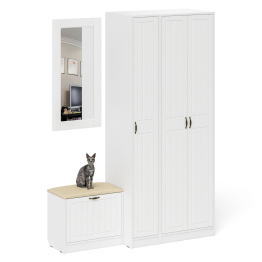 Шкаф с пеналом-500 и обувницей с сиденьем П-6 фрезеровка прованс