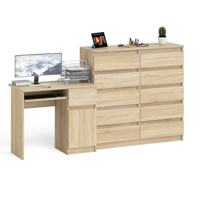Компьютерные столы, Комод большой МК1200 10-ть ящиков Мори и стол компьютерный МС-1 правый