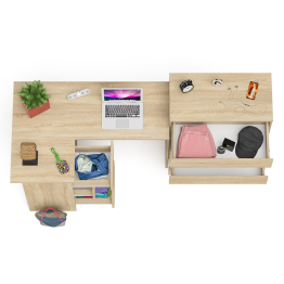 Комод Мори МК800 4-ре ящика с угловым компьютерным столом Мори МС-16 тумба слева