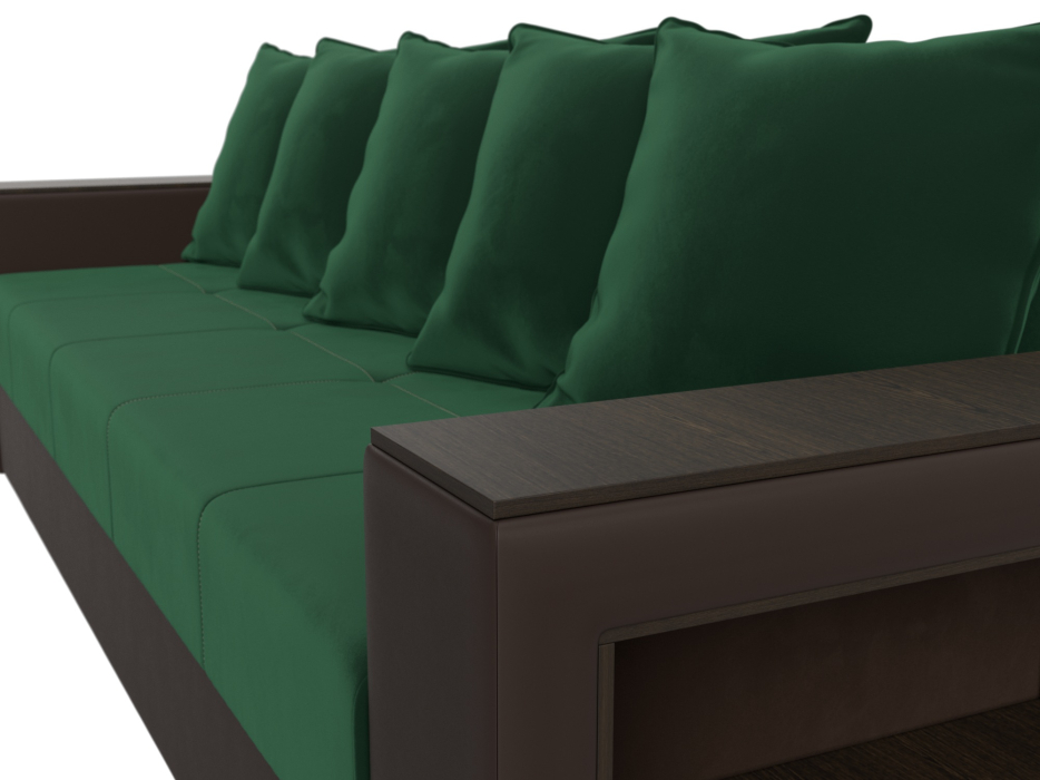 Диваны прямые, Диван прямой Дубай Лайт полки справа, велюр/экокожа