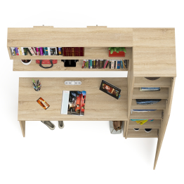 Пенал высокий с дверкой с письменным столом Мори МСП1200.1 и открытой навесной полкой