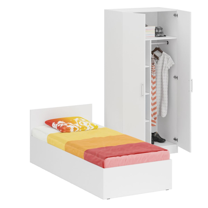 Спальные гарнитуры, Кровать односпальная 900 со шкафом для одежды 2-х створчатым Стандарт