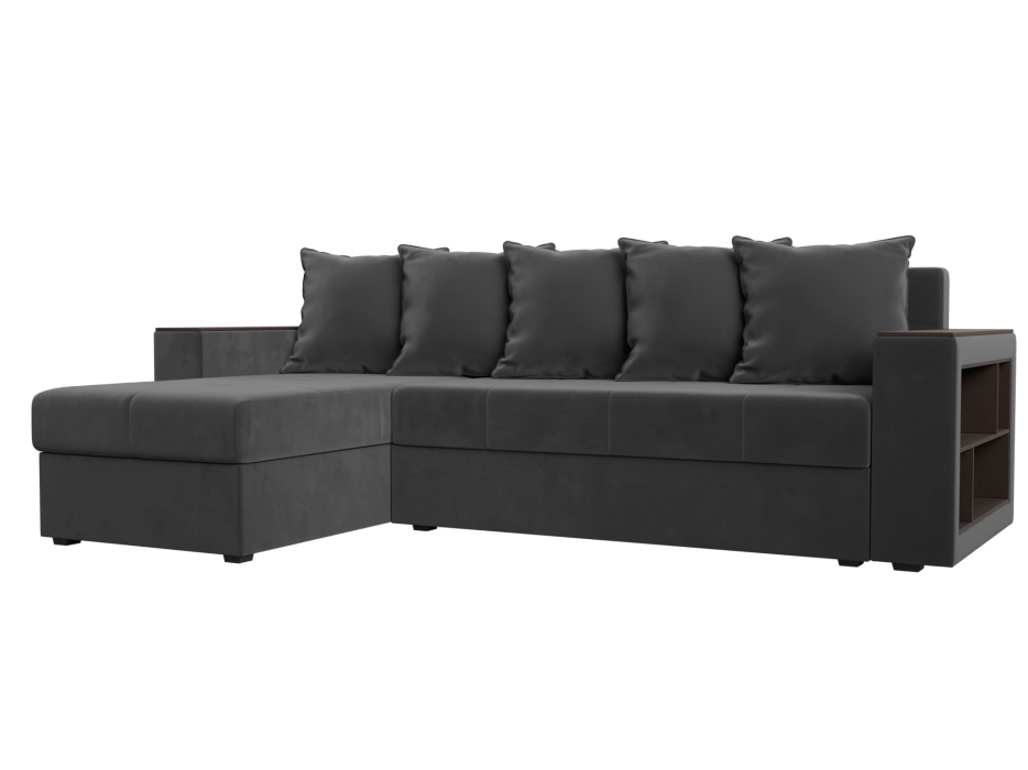 Диваны угловые в гостиную, Диван угловой Дубай Лайт, велюр, левый угол