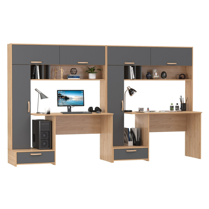 Прямые компьютерные столы, Лайт столы письменные 03.243Н с верхними полочками