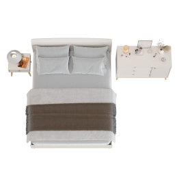 Двуспальная кровать 1600 Афина с тумбой-комодом и прикроватной тумбочкой