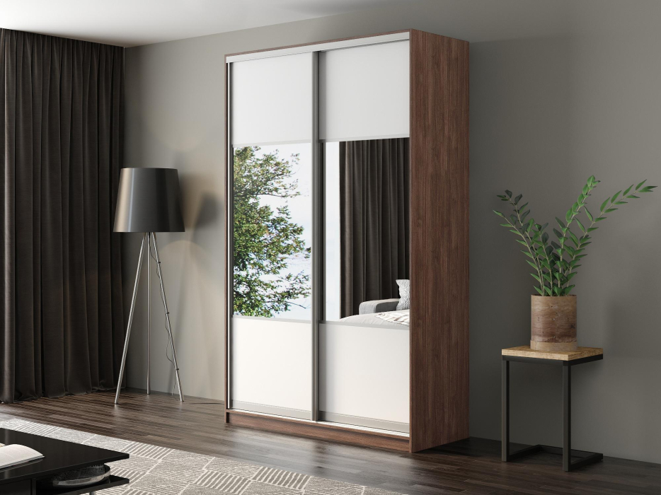 Шкафы-купе, Шкаф-купе Айсберг 140 ШАМОНИ ТЕМНЫЙ (белый/комбинированный)