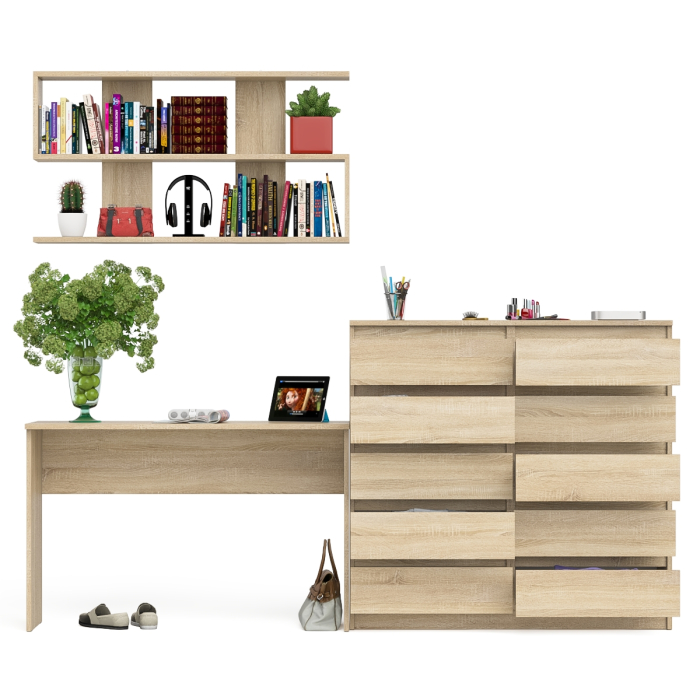 Домашние кабинеты, Стол письменный для ноутбука Мори МСП1200.1 с комодом на 10-ть ящиков и открытой полкой