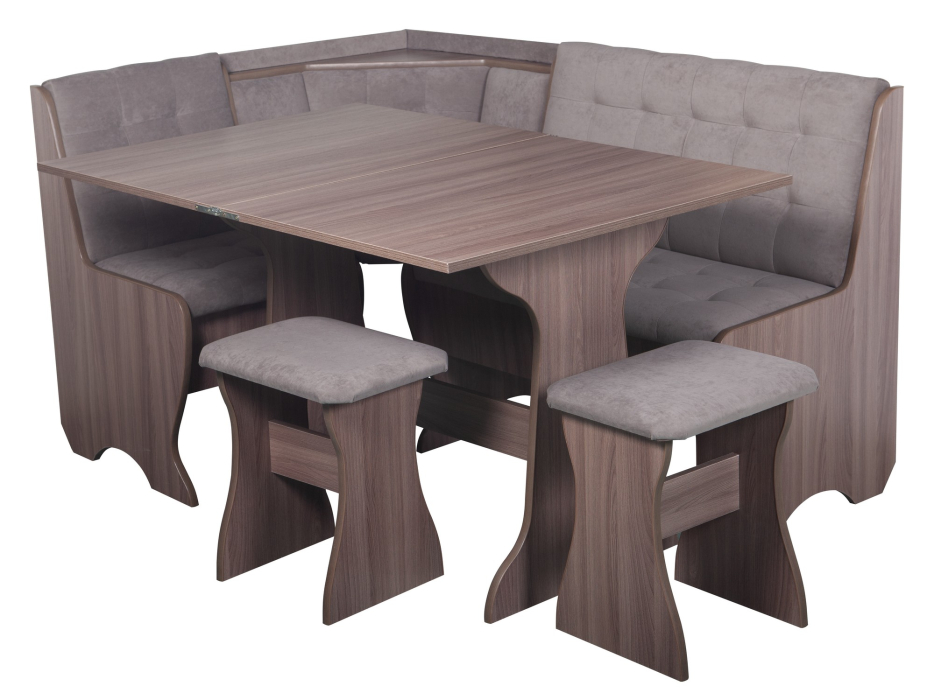 Кухонные уголки, Кухонный уголок Стиль 1Л (со столом СТ3) Ясень шимо темный / велюр