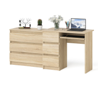 Домашние кабинеты, Стол компьютерный с тумбой МС-6 левый с комодом на три ящика МК800 Мори