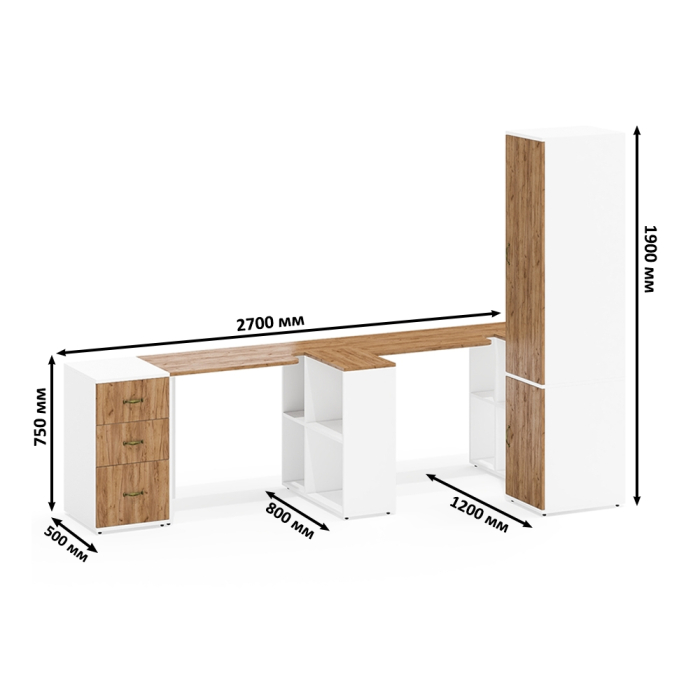 Домашние кабинеты, Уголок для работы дома для двоих Лидер-8 № 23