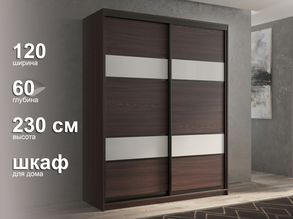 Шкафы-купе 2-х дверные, Шкаф-купе 2х дверный Кааппи 8 120х60