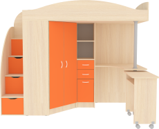 Кровати-чердаки, Кровать чердак Юниор 4, Дуб Молочный