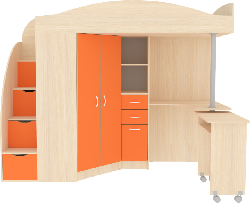 Кровати-чердаки, Кровать чердак Юниор 4, Дуб Молочный