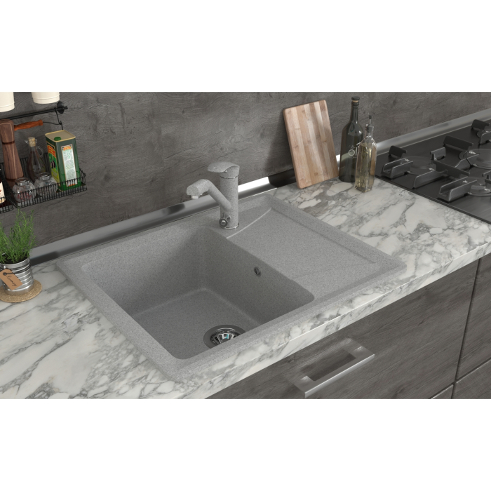 Кухонные мойки, Мойка ML-GMS03 СТАНДАРТ с крылом, 605*490*190мм