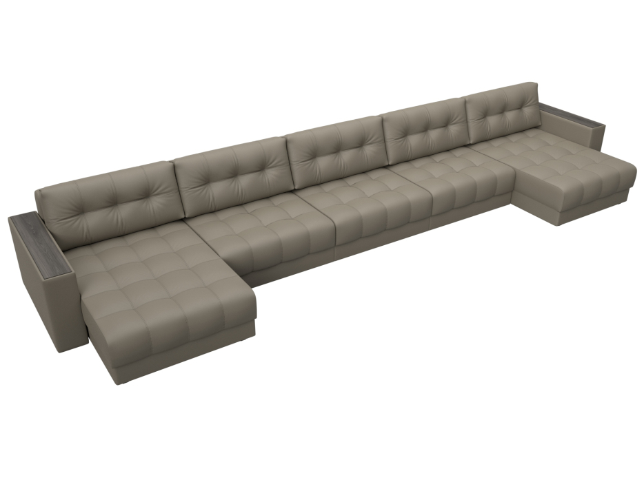 Диваны еврокнижки, Диван П-образный с декором Лига-049 НПБ Мегалонг, экокожа GRIFON