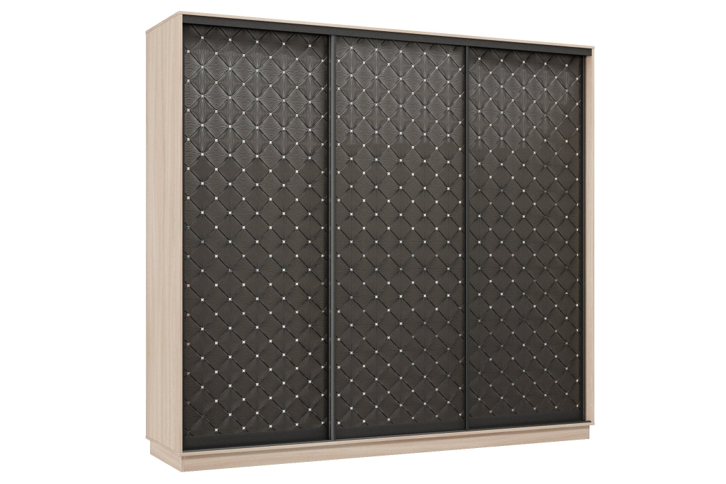 Шкафы-купе 3-х дверные, Шкаф-купе Премьер 59 (01РЧ;01РЧ;01РЧ) фасады ромб чёрный/трёхдверный/Профиль чёрный муар