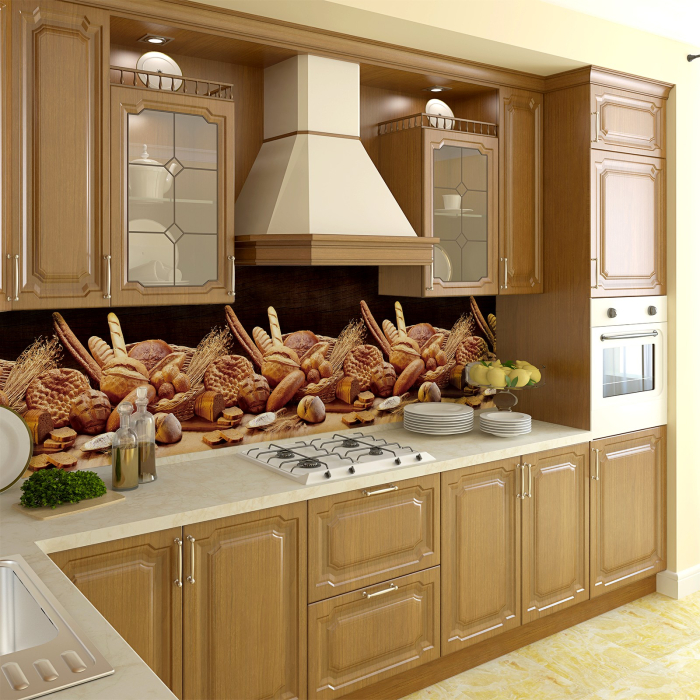 Стеновые панели из АБС-пластика, Кухонный фартук Хлеб 3000x600x1.5 мм глянец