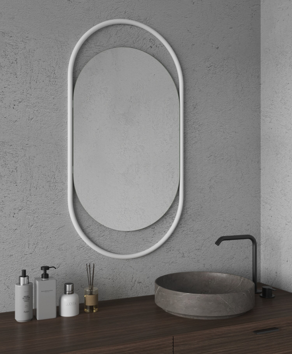 Зеркала в спальню, Дизайнерское настенное зеркало GENGLASS Evelix S в металлической раме