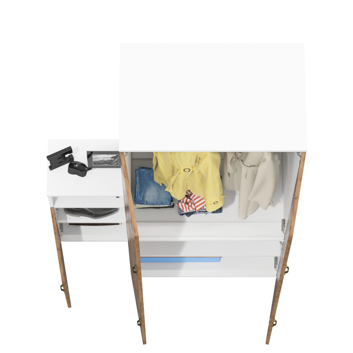 Домашние кабинеты, Шкаф глубокий с вешалкой и полкой и тумба с нишей 3.19 Лидер-8