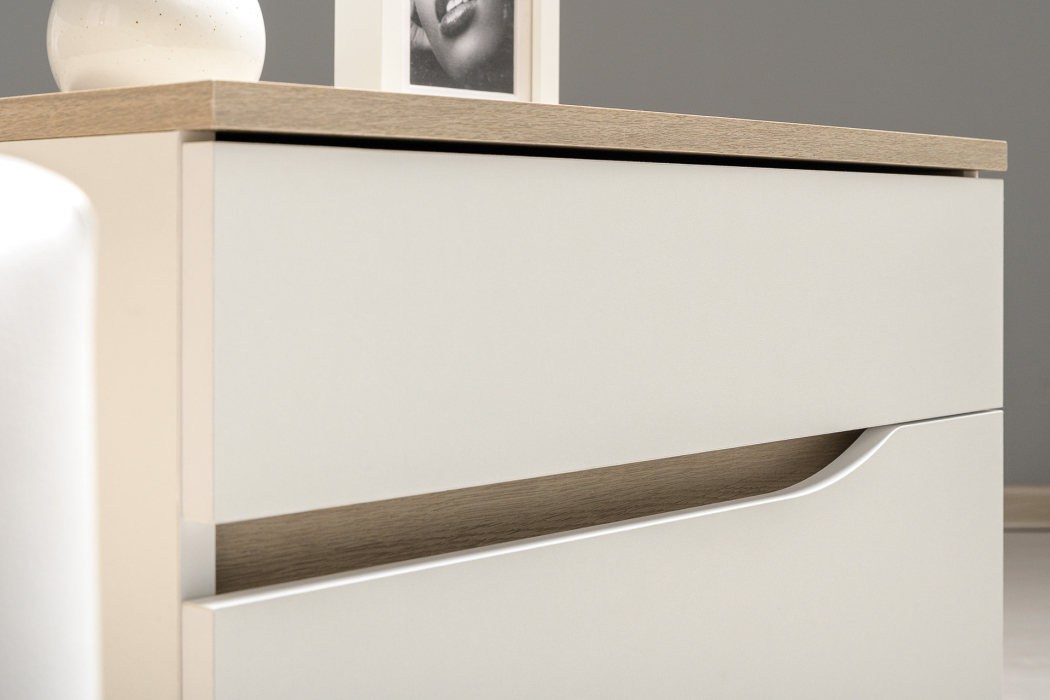 Спальные гарнитуры, Набор мебели для спальни Муссон № 14 белый/чёрный/дуб эндгрейн/иск.к белая