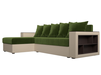 Диван угловой Дубай Лайт, микровельвет/экокожа, левый угол