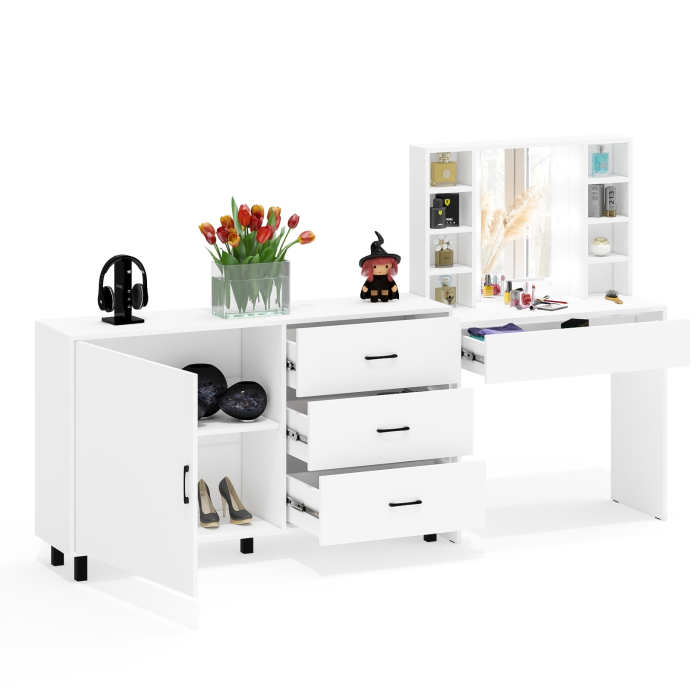 Туалетные столики, Столик туалетный с полочками и с подсветкой и комод 122-1504