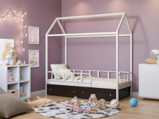 Кровати одноярусные, Кровать-домик Риччи ящики венге