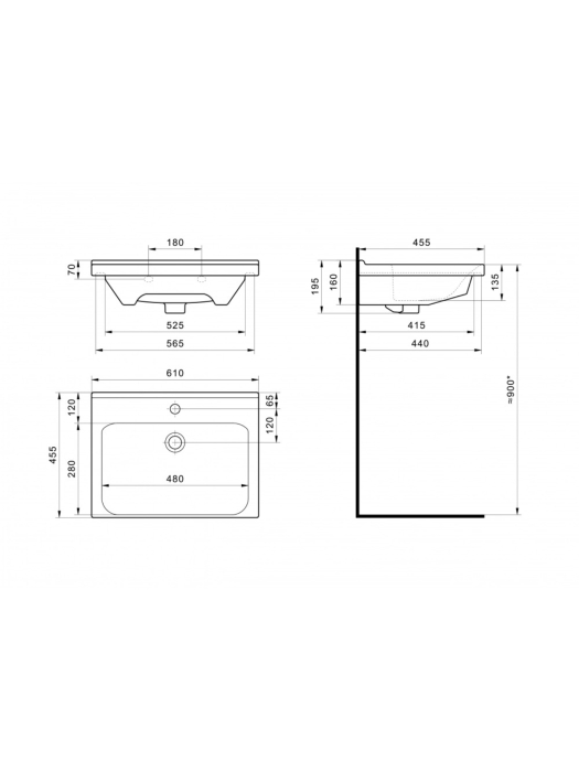 Тумбы с раковиной для ванны, Тумба с раковиной  Francesca Avanti Доминго 60 с ящиком белый(Миранда 60)