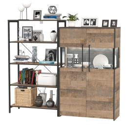 Комод с витриной с подсветкой и открытый стеллаж Трувор