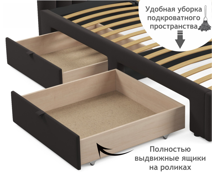 Мягкая кровать, Мягкая кровать-тахта Milena 1200 c ящиками