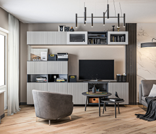 Гостиная (стенка) Тренд Диамант серый / МДФ Джаз светло-серый, МДФ Modern Светло-серый