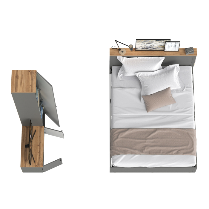 Спальные гарнитуры, Кровать со спальным местом 1600 с ортопедическим основанием с тумбой и шкаф-пеналом Остин