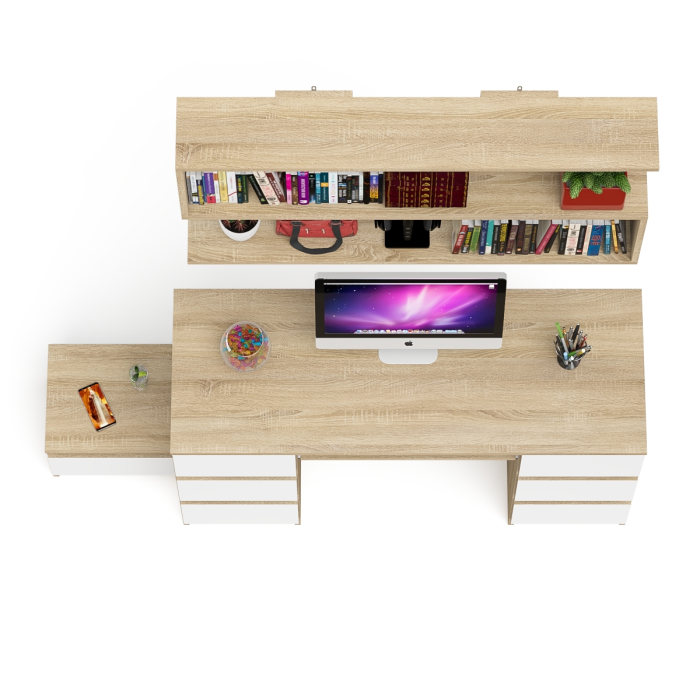 Прямые компьютерные столы, Двухтумбовый стол компьютерный Мори МС-2 с тумбочкой с ящиком и полкой на 1200