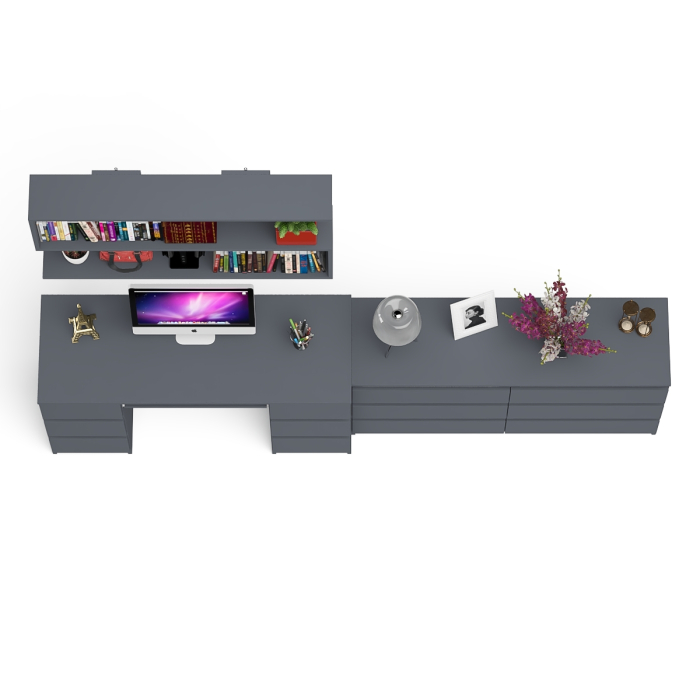 Домашние кабинеты, Стол компьютерный ящики слева и справа Мори МС-2 с комодом и полкой навесной